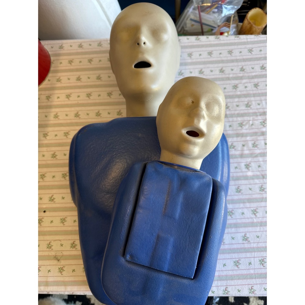 Vintage CPR Training Manikin Set Adult and Infant Medical Practice Dummies Blue